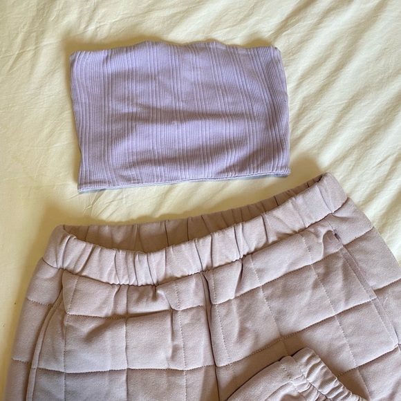 purple quilted sweatpants + matching top - Picture 4 of 4